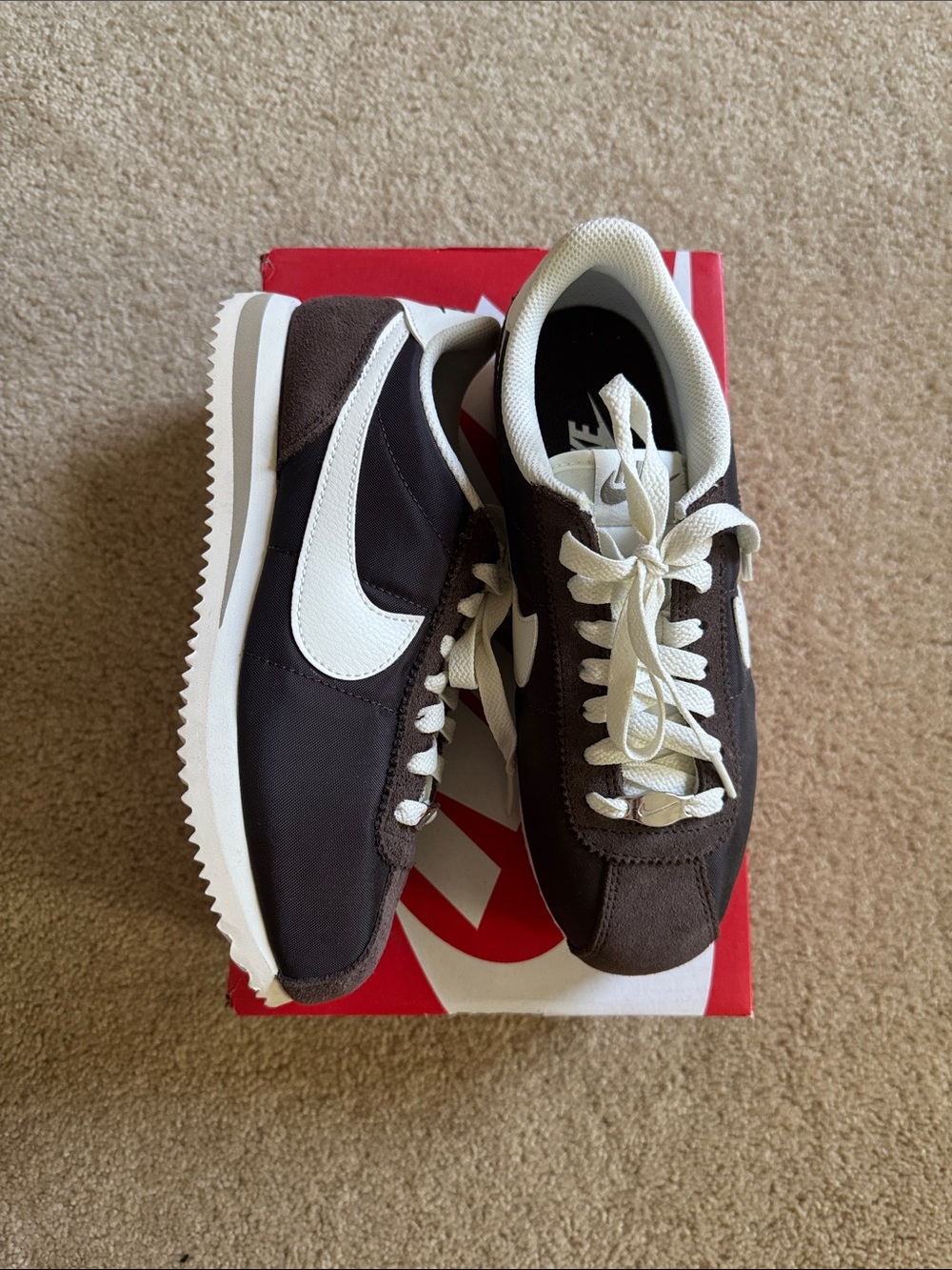 Nike Cortez-style Brown and White Sneakers